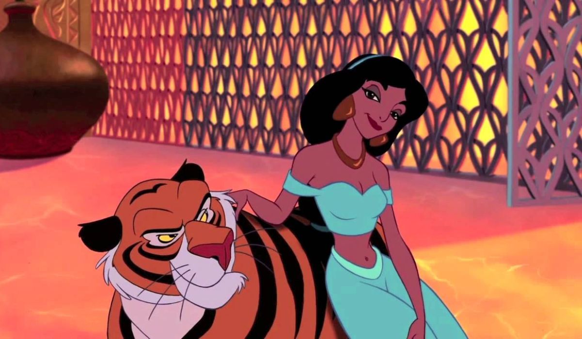 Jasmine and Rajah in Aladdin