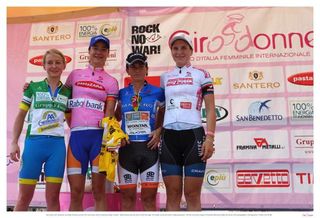 The final jerseys of the 2012 Giro Donne: Pooley, Vos, Luperini, Longo Borghini