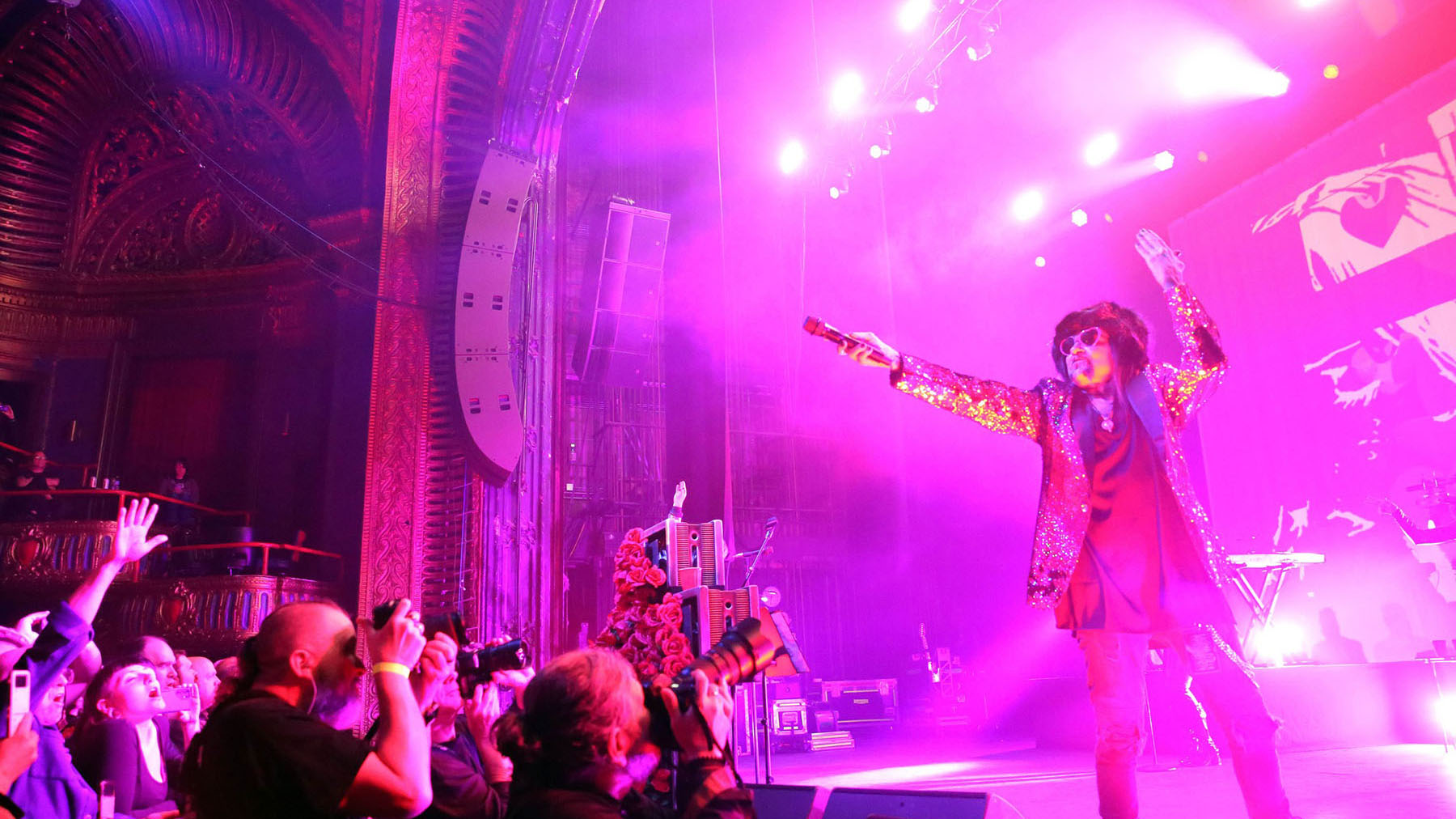  Local industrial music legends Ministry take the stage at the Riv, with its L-Acoustics A15/KS21 side-fills in view behind the L2/L2D hangs.