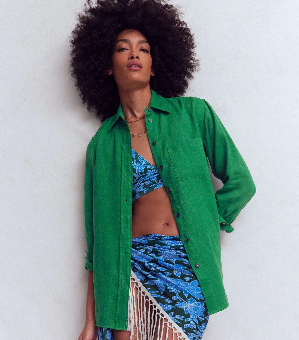 Boden, Sadie Relaxed Linen Shirt-Fresh Green