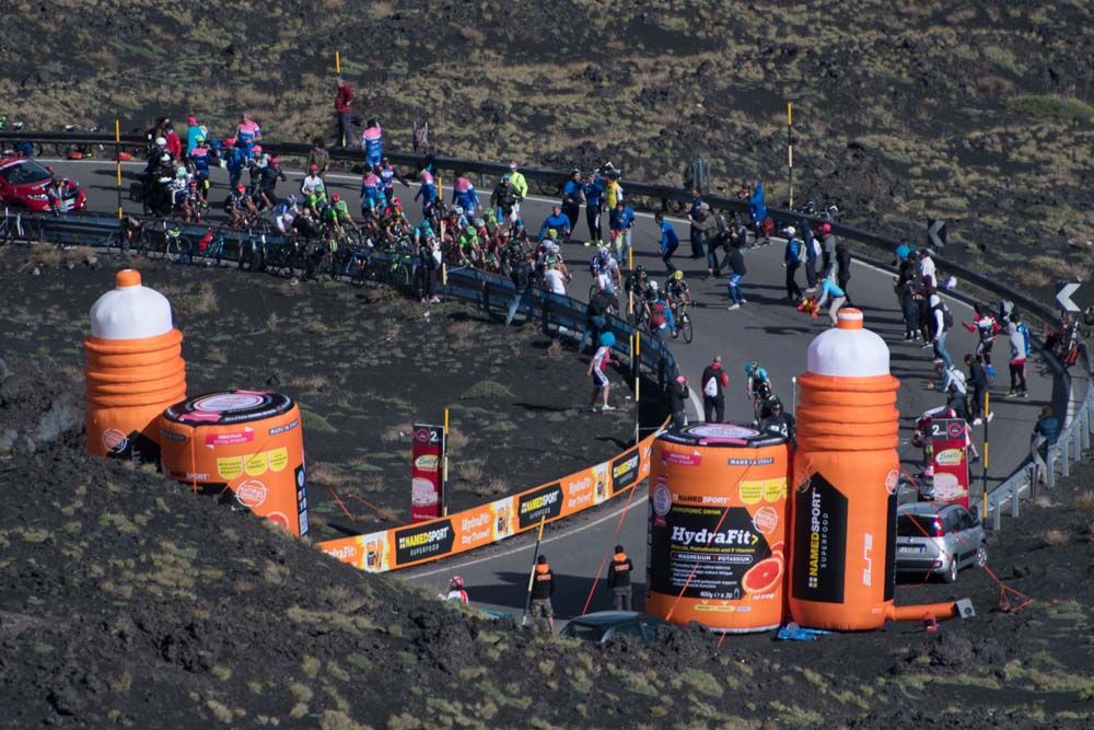 The 2017 Giro approaches the top of Mount Etna