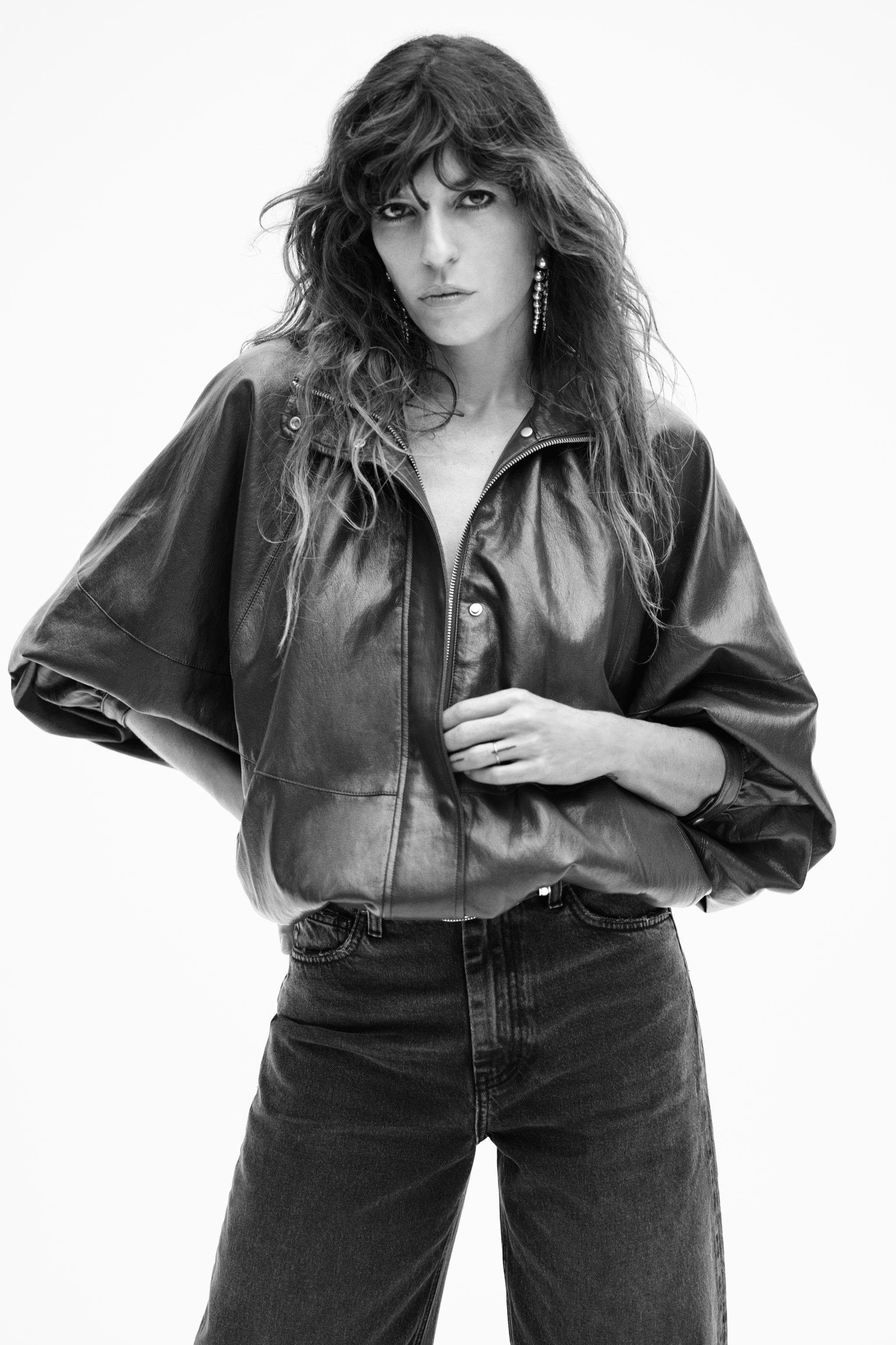 Zw Collection Leather Effect Bomber Jacket