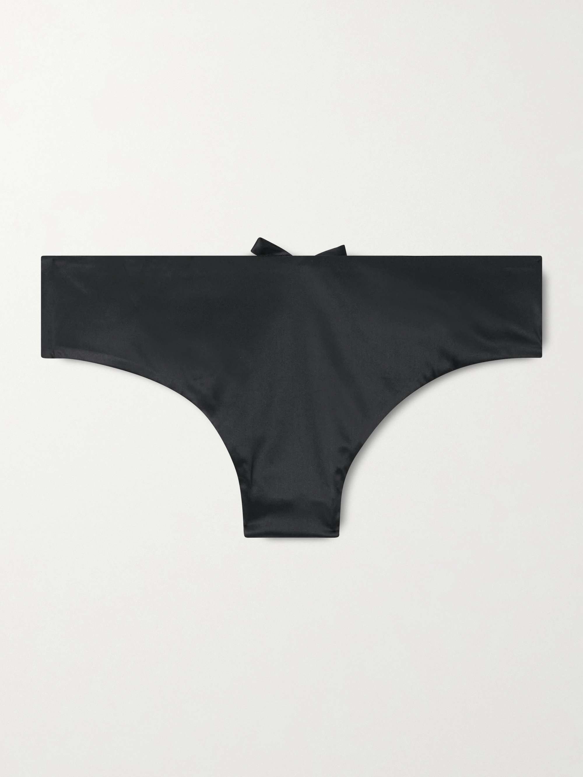 Patti Bow-Detailed Cutout Satin Briefs
