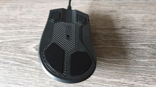 Four teflon pads lie on the bottom of the Glaive RGB Pro