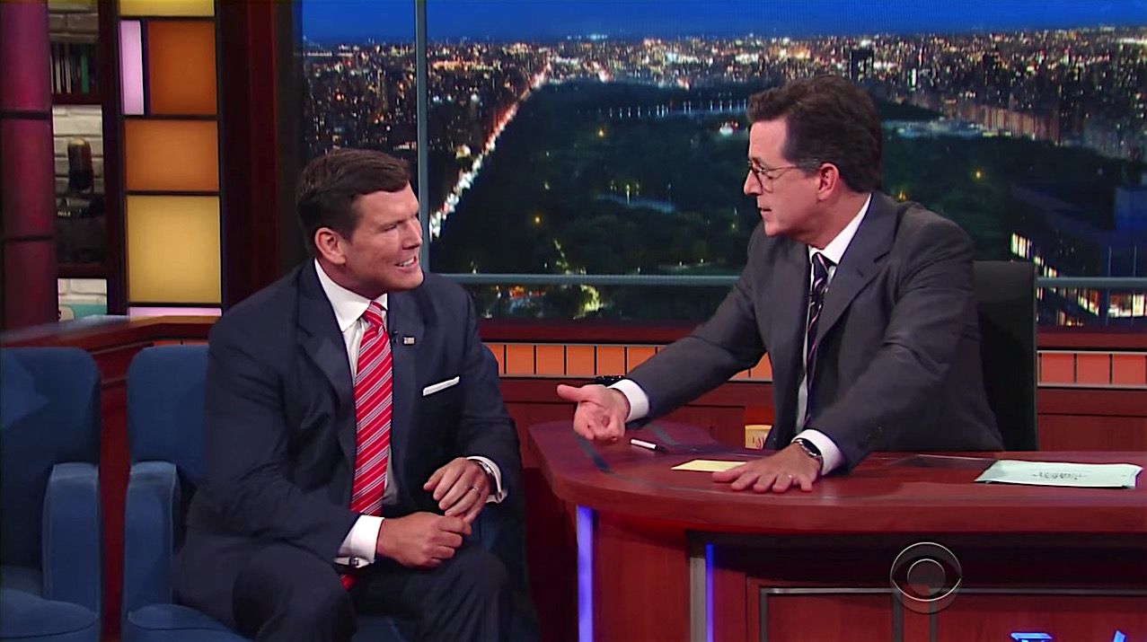 Stephen Colbert and Brett Baier talk Fox News, Roger Ailes