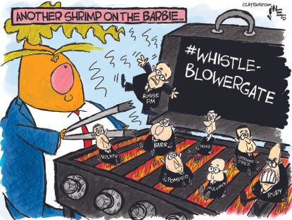 Political Cartoon U.S. Trump Giuliani Barbecue Impeachment