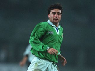 Michael Hughes pictured playing for Northern Ireland in 1994