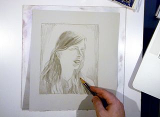 A work in progress drawing of the portrait