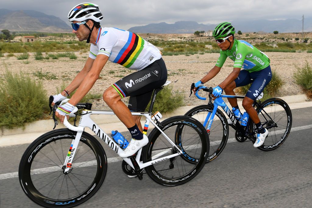 Alejandro Valverde and Nairo Quintana during stage 3 of the Vuelta a Espana