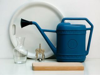 blue watering can