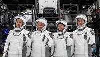 The crew of NASA’s SpaceX Crew-11 mission pose for a photo during a training session for their upcoming trip to the International Space Station at SpaceX facilities in Florida. From left: Oleg Platonov, Mike Fincke, Zena Cardman, and Kimiya Yui. Credit: SpaceX