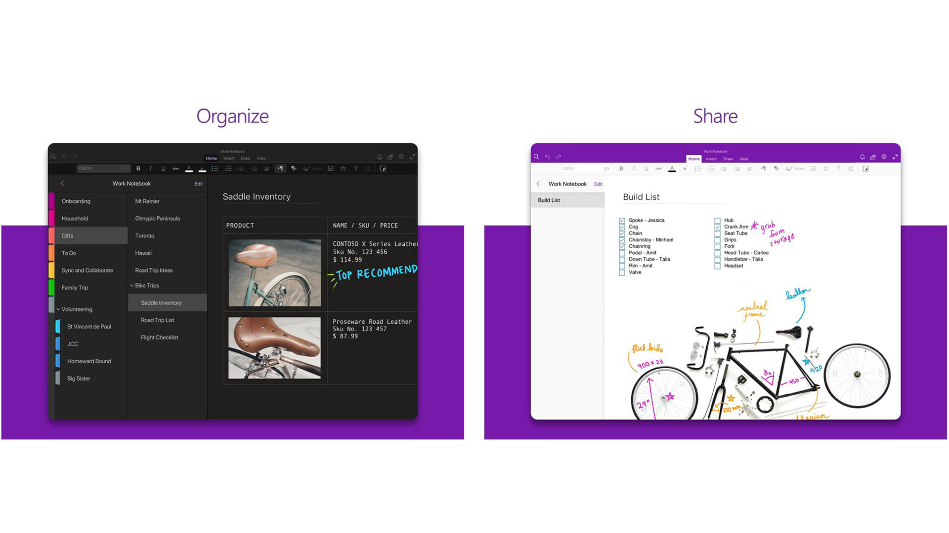 Microsoft Onenote Screens