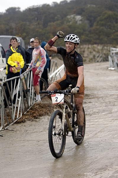 Katherine O'Shea celebrates her win