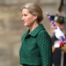 Sophie, Duchess of Edinburgh during the Ceremony of the Keys on the forecourt of the Palace of Holyroodhouse on May 17, 2024 in Edinburgh, Scotland.