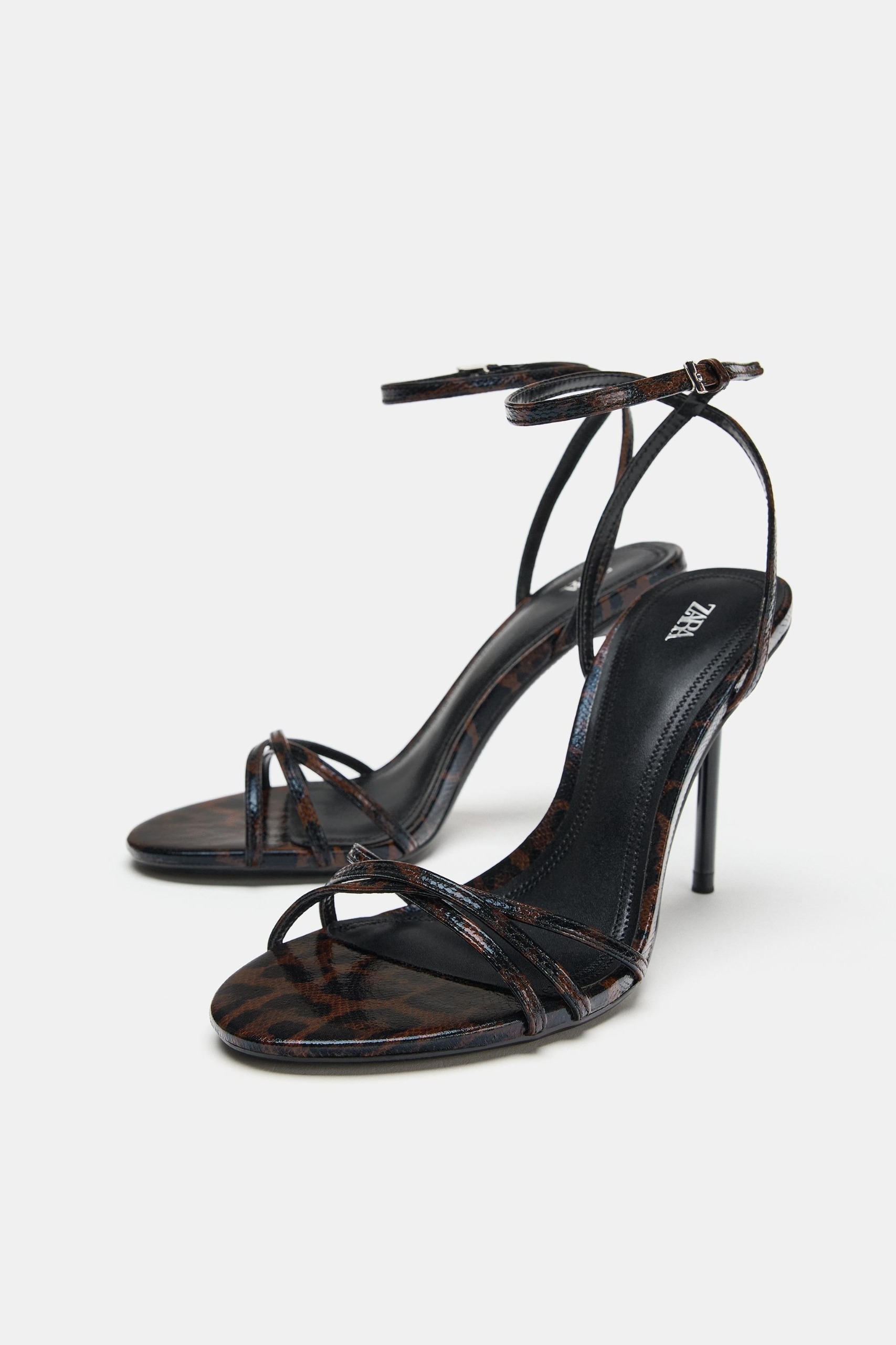 ZARA, Animal Print Heeled Sandals