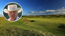 Main image of Royal Troon's par-5 sixth hole with Greg Norman inset