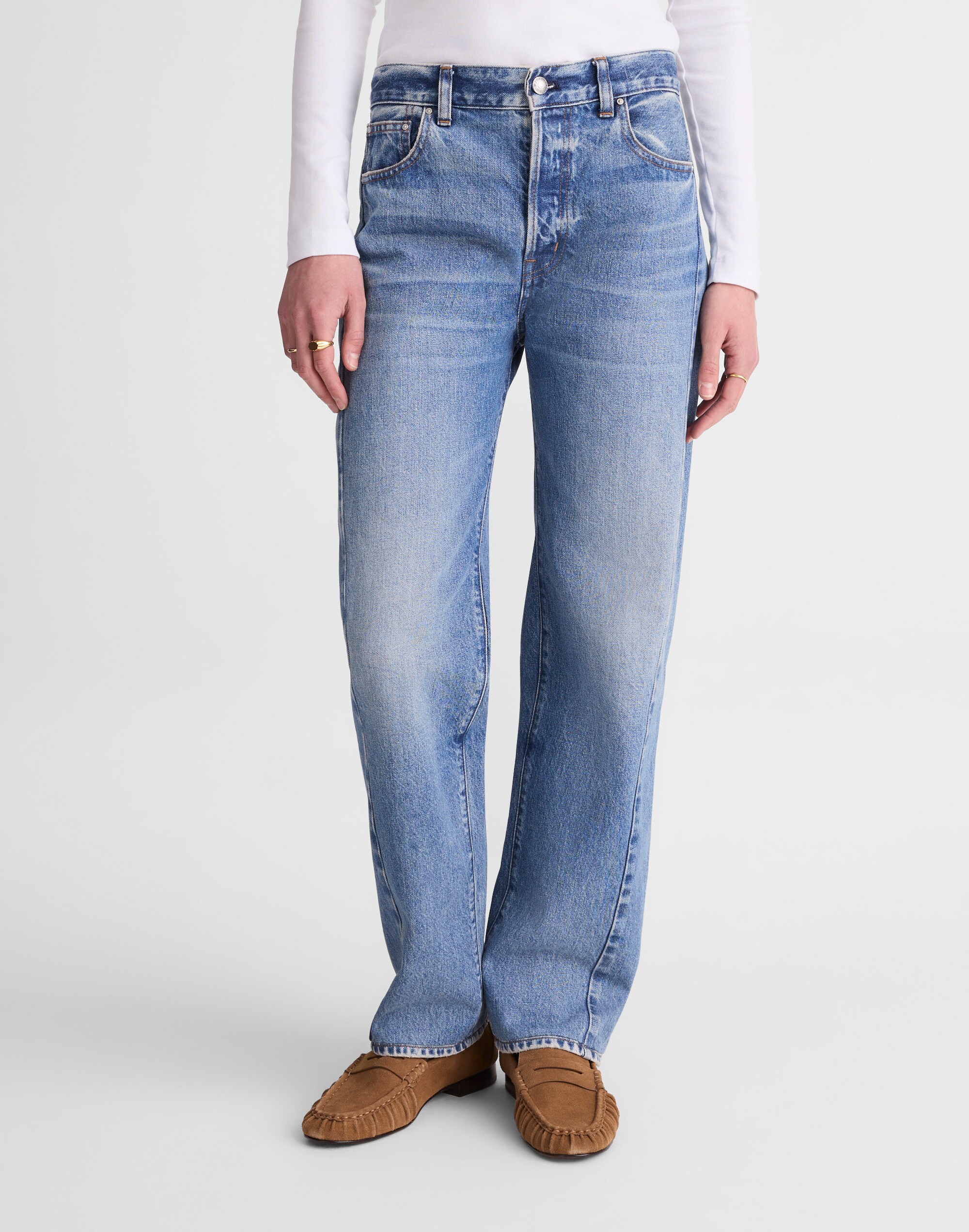 Pieced Barrel-Leg Jeans