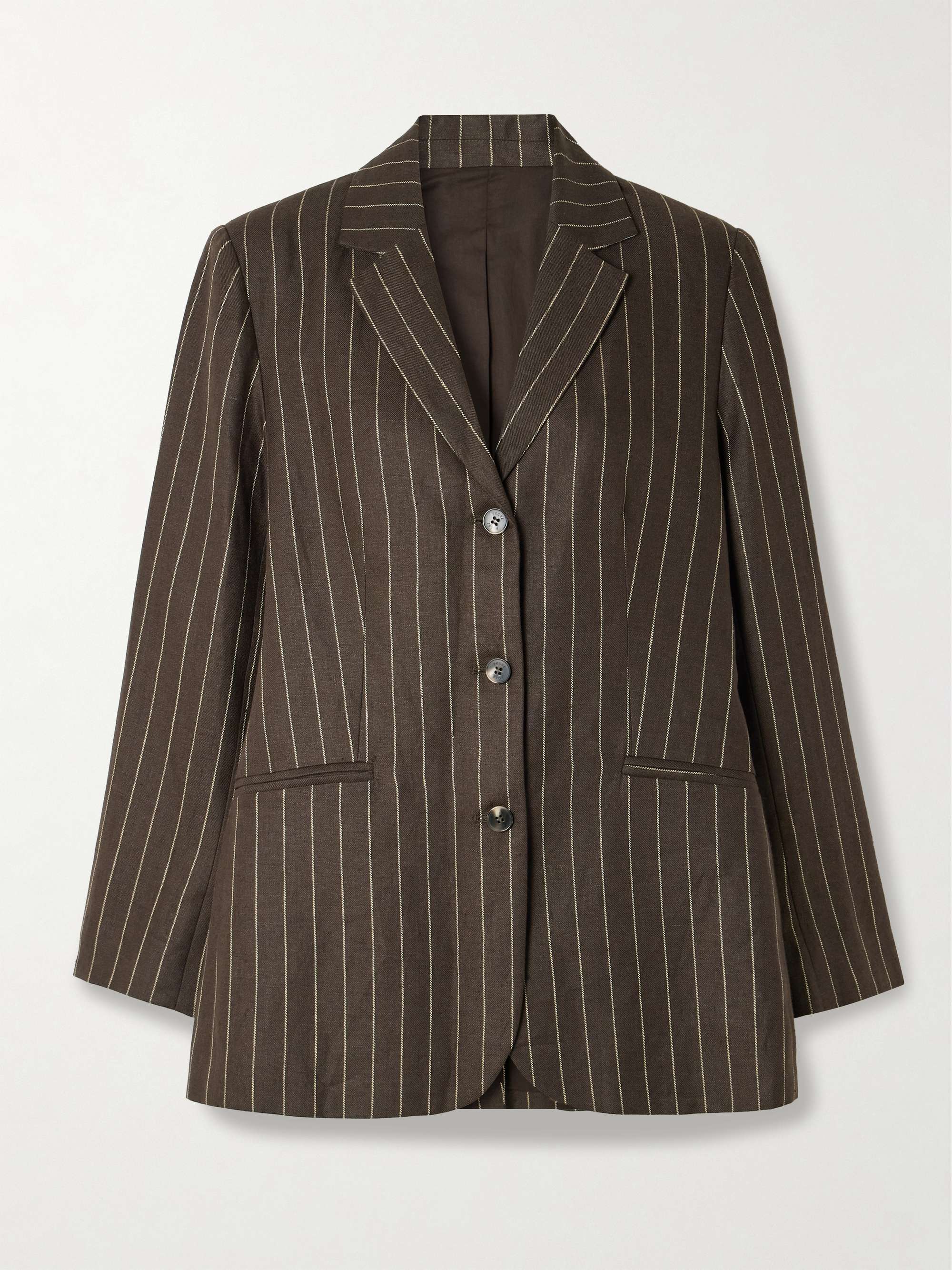 Leon Pinstriped Linen-Twill Blazer