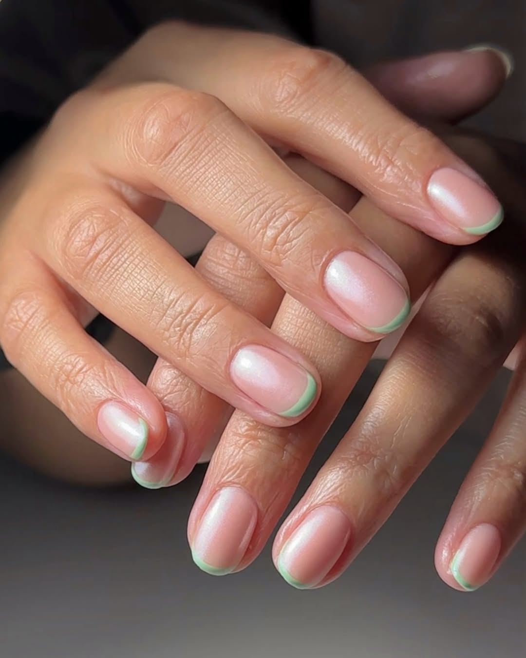 green french manicure on oval nails