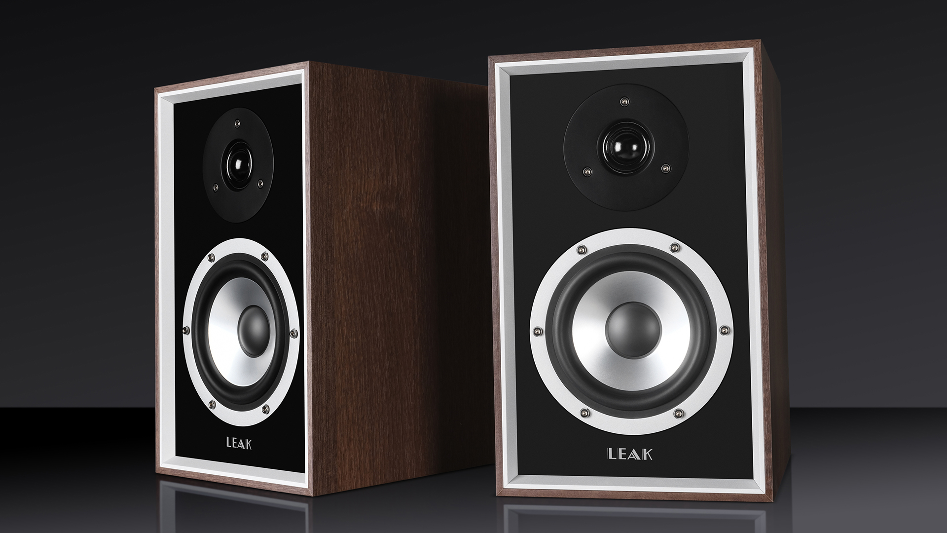 Various pictures of the LEAK Sandwich 100 speakers. 