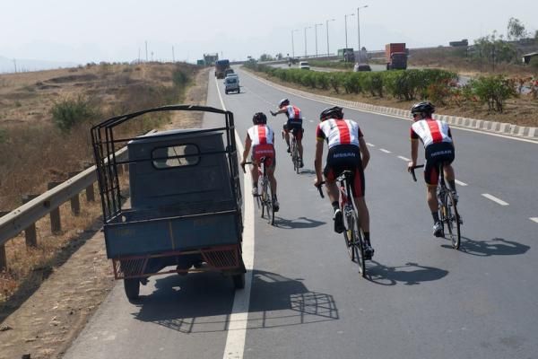 The Shack riders carry out their own over taking manoeuvres