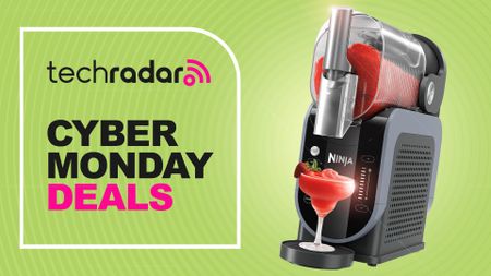 Ninja Slushi machine on green background with text 'TechRadar Cyber Monday Deals'