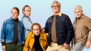 (L-R) Bruce McCulloch, Scott Thompson, Kevin McDonald, Mark McKinney and Dave Foley in street clothes, posing for The Kids In The Hall 2022 poster