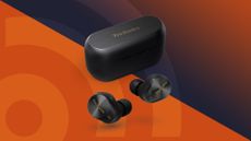 The Technics EAH-AZ80 on an orange background