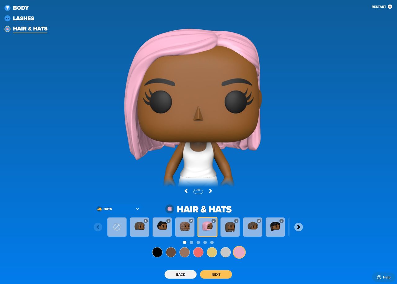 Screenshot of the Funko POP! Yourself creation process.