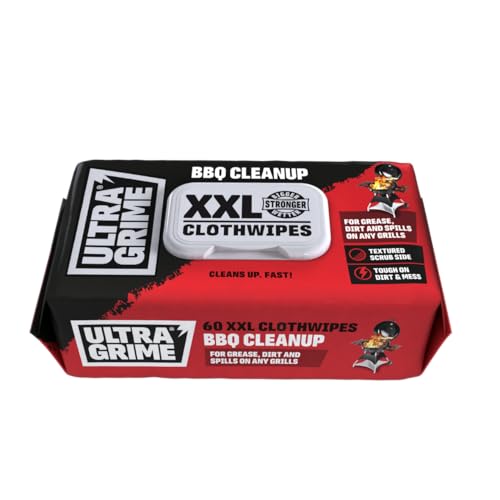 Ultragrime Xxl Bbq Cleaning Wipes 60 Thick Clothwipes - Bbq Wipes Heavy Duty Clothwipes - Powerful Grill Cleaner - Multi Purpose Cleaning Clothwipes