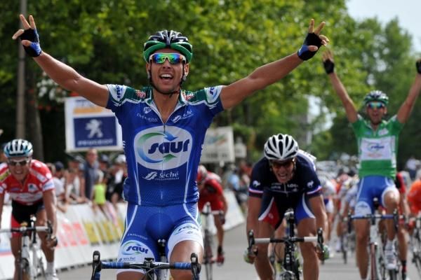 St&eacute;phane Poulhies (Saur - Sojasun) wins the Tour de l'Ain's first stage.