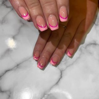 pink double french manicure