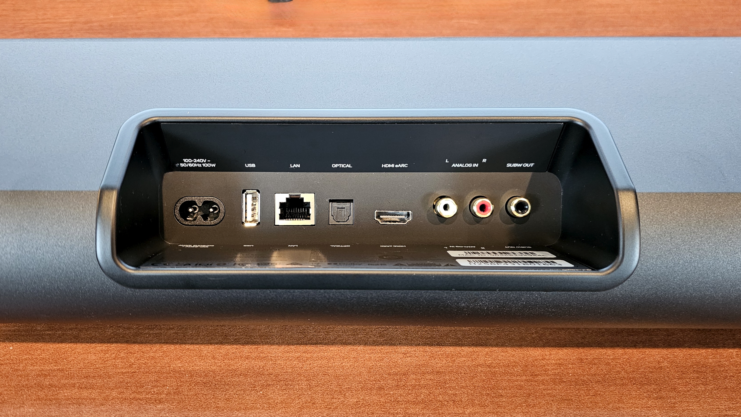 The rear ports of the Bluesound Pulse Mini