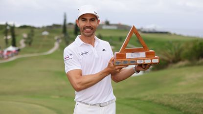 Camilo Villegas with the Butterfield Bermuda Championship trophy