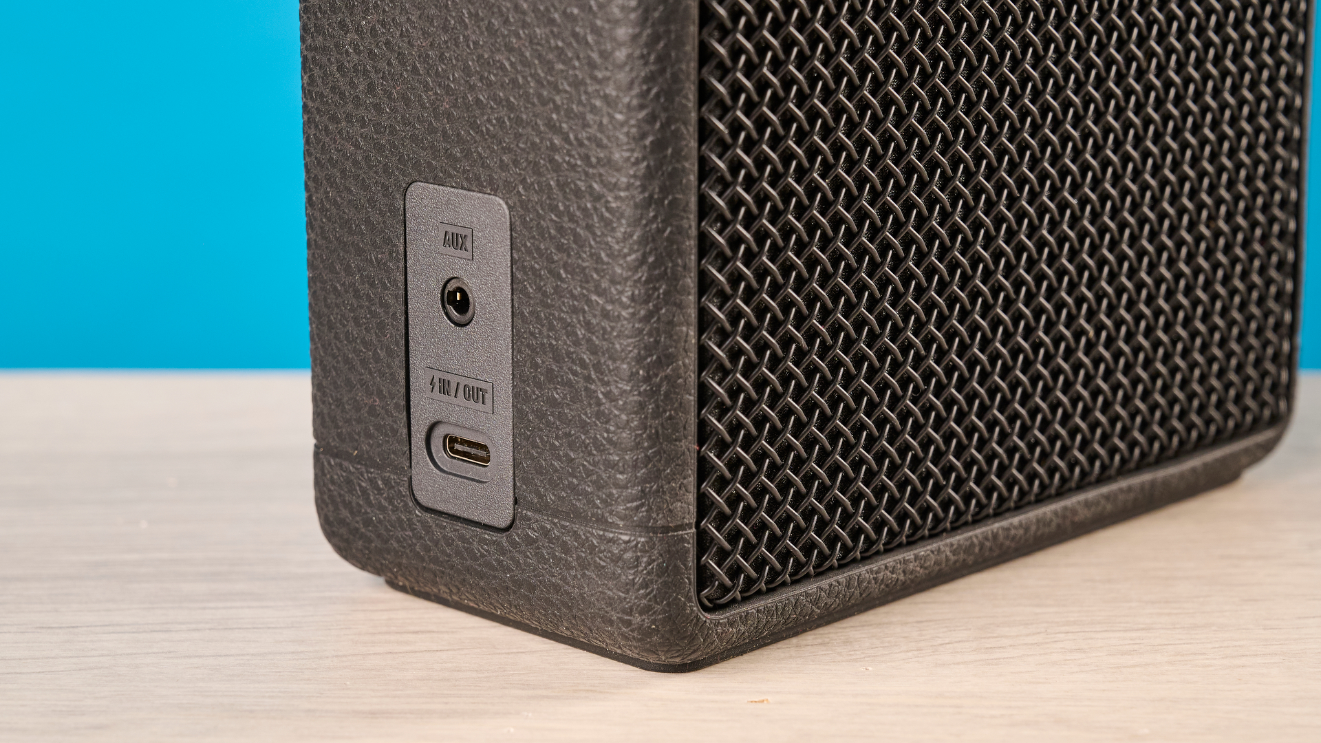 Marshall Stockwell III portable Bluetooth speaker in black and brass