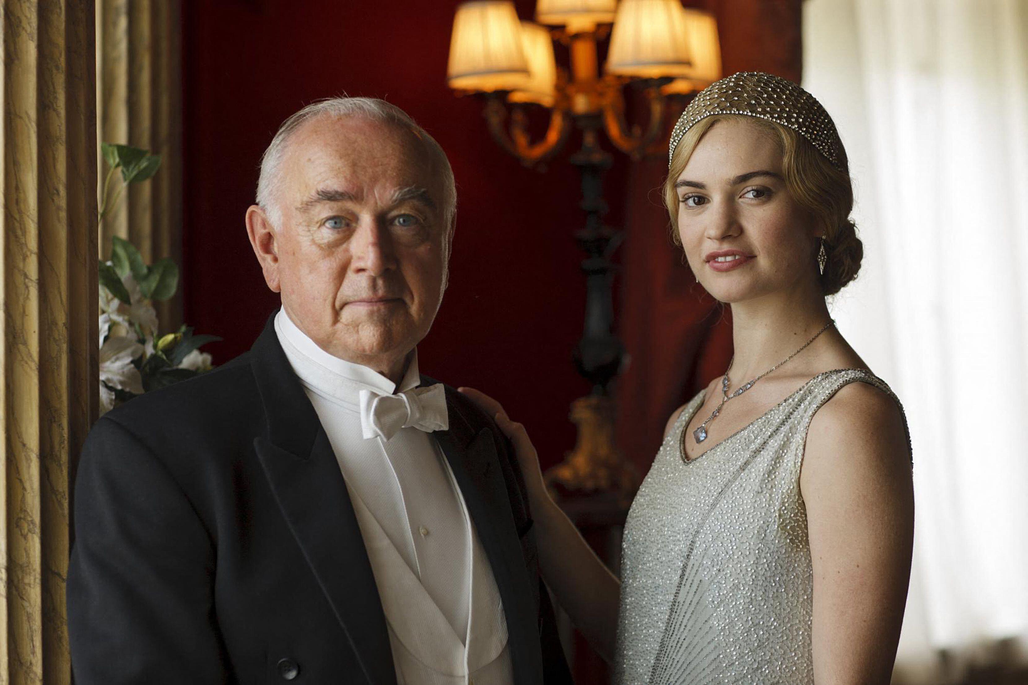 Peter Egan and Lily James in ITV's Downton Abbey