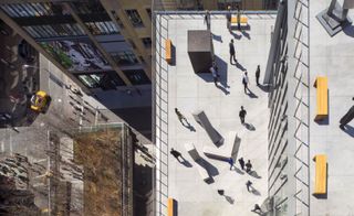 Ariel view of the outdoor area of the Whitney Museum