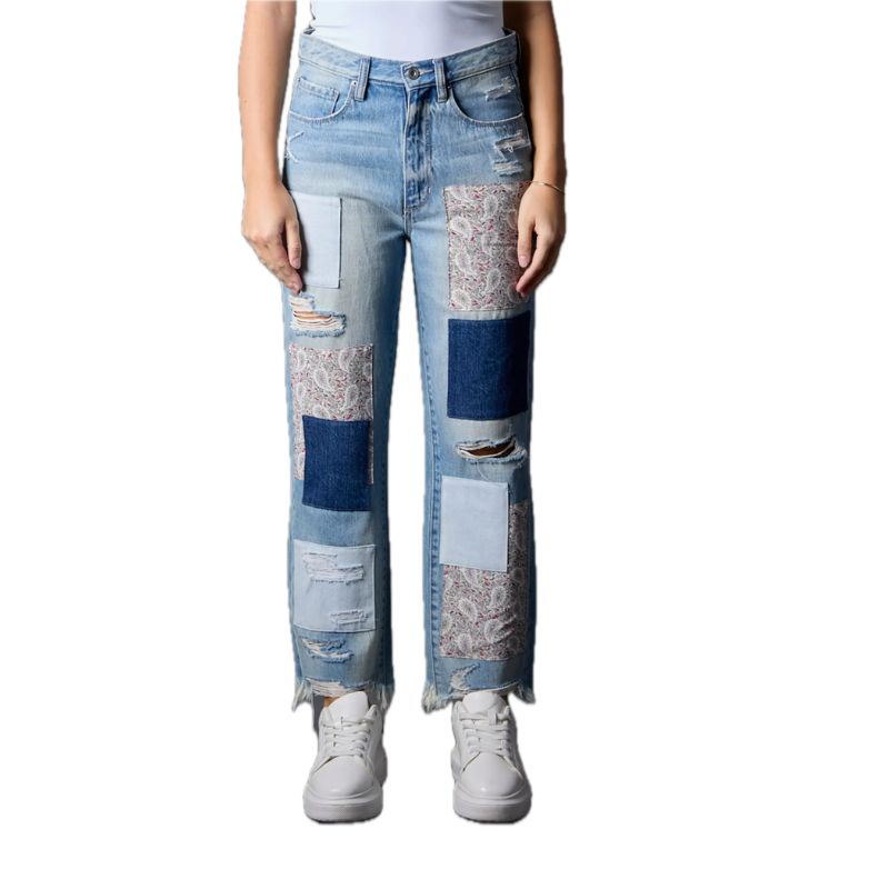 Blue Revival, Paisley Patchwork Straight Leg Jeans