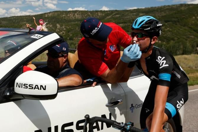 Joe Dombrowski (Team Sky) said following the stage that his nosebleeds were "nothing serious"