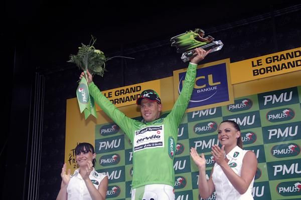Thor Hushovd enjoys another day in the green jersey.