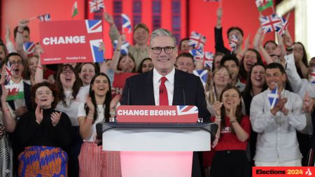 Sir Keir Starmer gives a victory speech after the Labour election win was confirmed (Photo by Ricky Vigil/Getty Images)