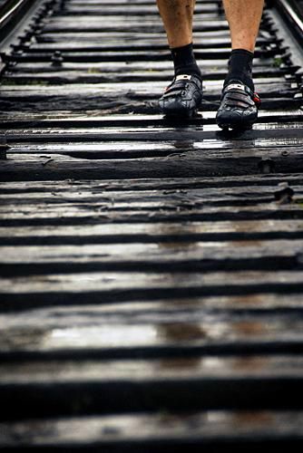 The carrying over the bridge wasn't made any easier by the rain.