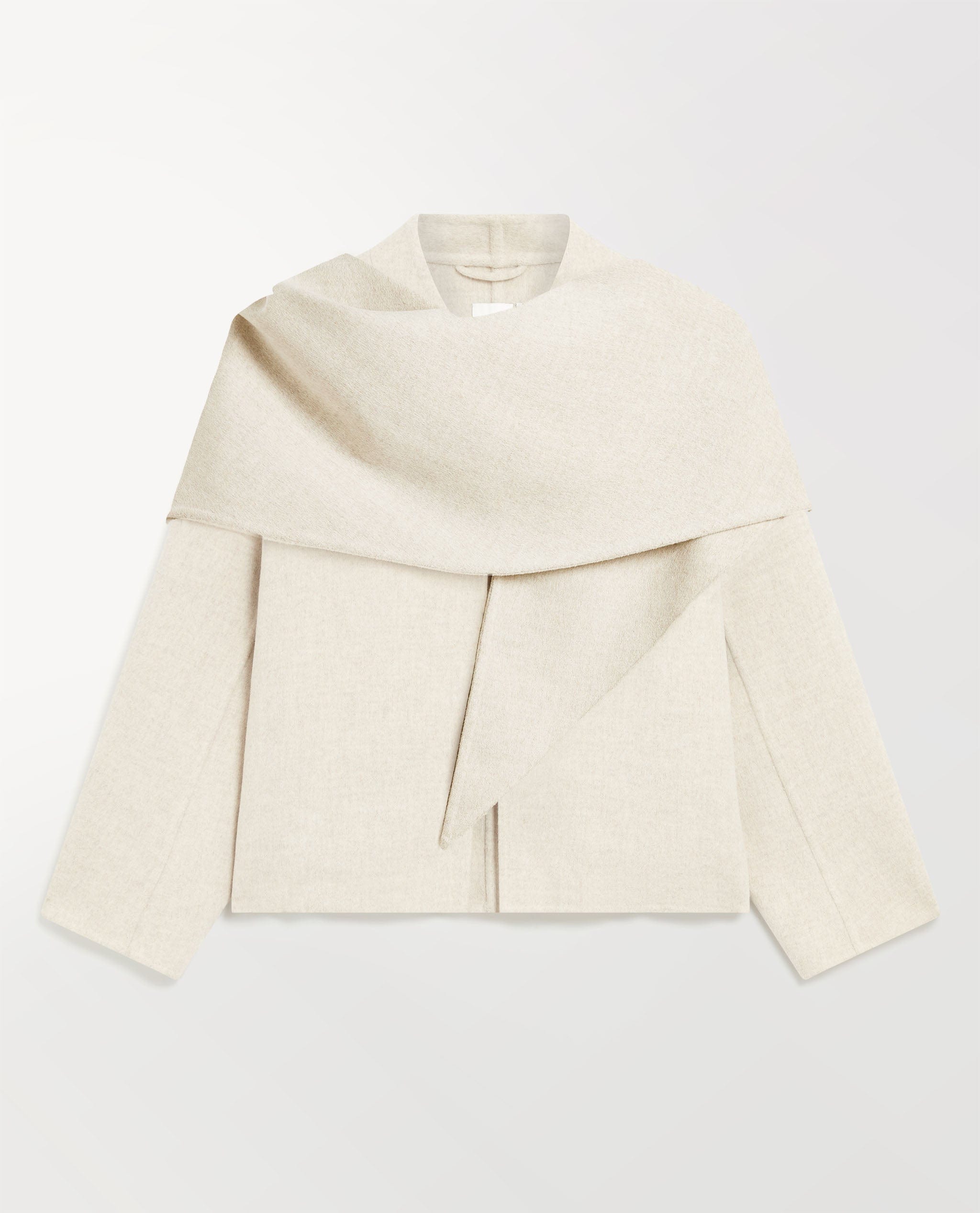 Women's Cashmere Wool Double Faced Scarf Jacket - Twine - Twine / Xs