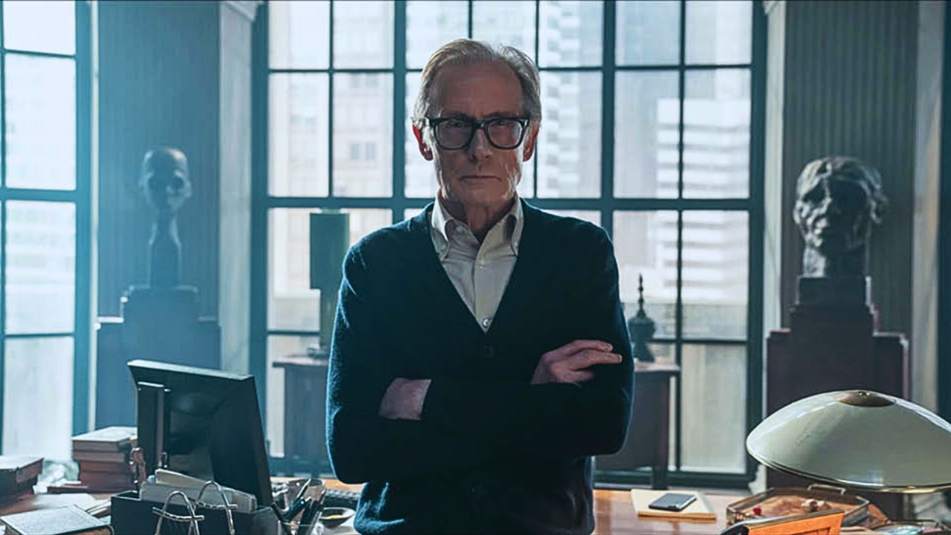 an image of bill nighy as dr lazarus in his office