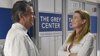 David Hamilton and Meredith Grey stand outside The Grey Center.