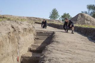 Researchers explore the Viking fortress.