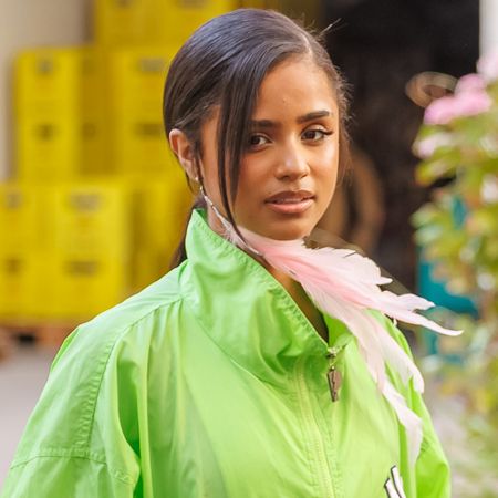 Tyla's bomber jacket tapped into the freaky green color trend with super-studded heels
