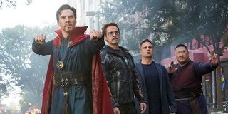 Doctor Strange, Tony Stark, Bruce Banner and Wong prepare to defend New York