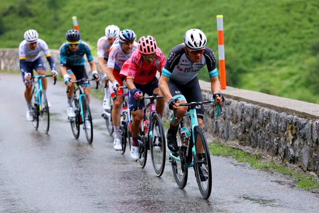 SAINTGAUDENS FRANCE JULY 13 Christopher JuulJensen of Denmark and Team BikeExchange Sergio Higuita of Colombia and Team EF Education Nippo in breakaway during the 108th Tour de France 2021 Stage 16 a 169km stage from Pas de la Casa to SaintGaudens LeTour TDF2021 on July 13 2021 in SaintGaudens France Photo by Tim de WaeleGetty Images