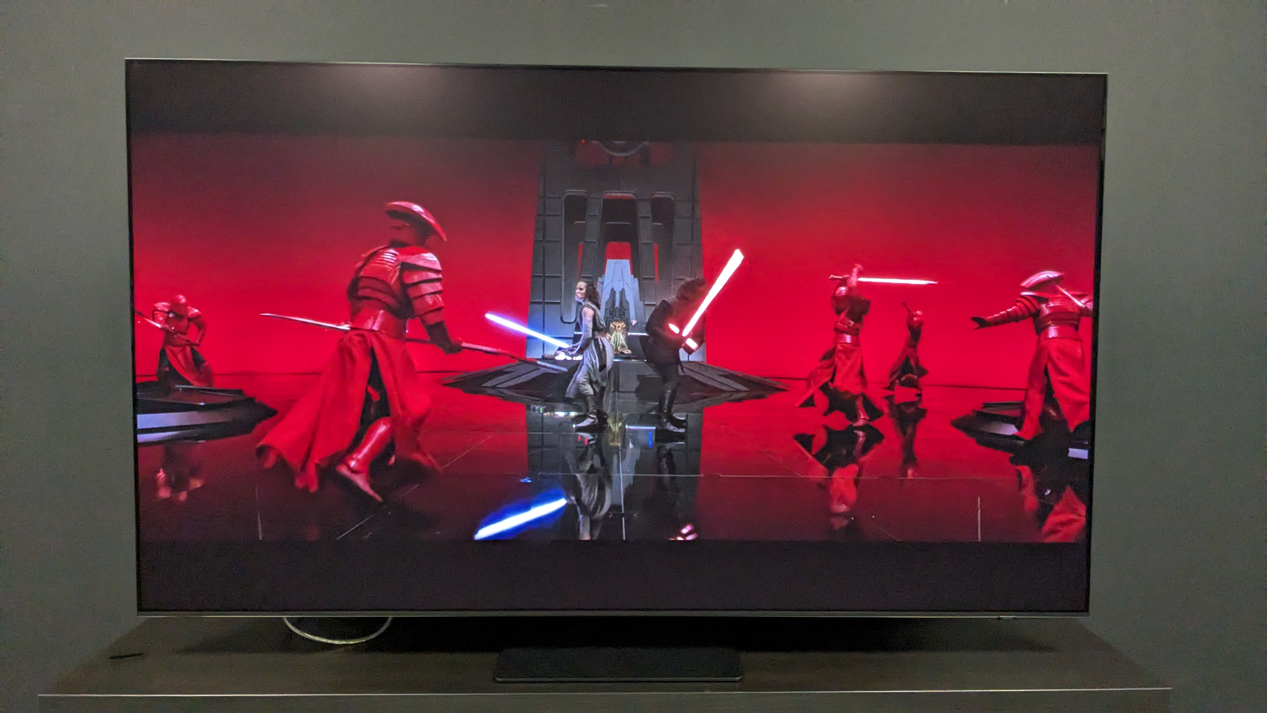 Samsung S95D with Star Wars The Last Jedi on screen